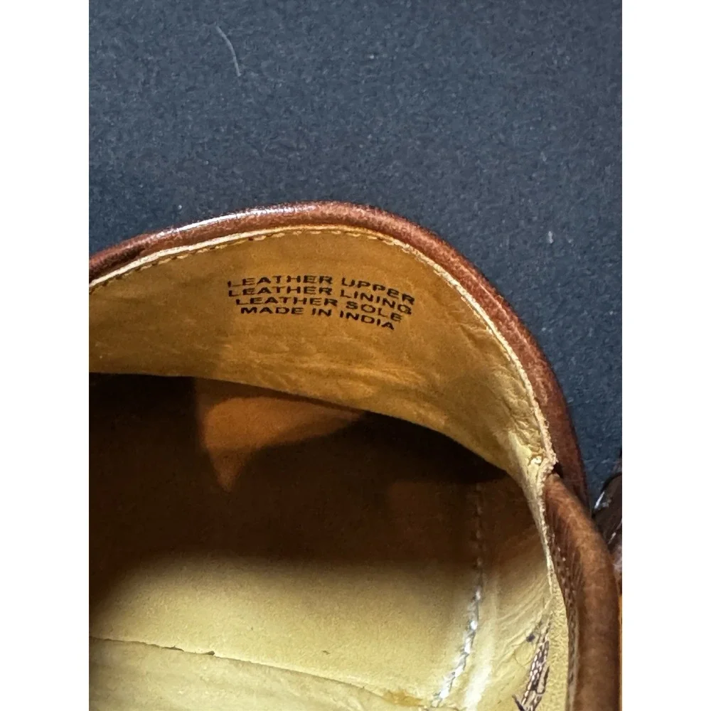 Vintage Florsheim Woven Leather Penny Loafers Brown Men's 8.5 D USA Style